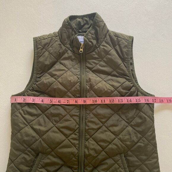 Old Navy Quilted Puffer Vest XS Women’s Olive Green Lightweight Zip Up Layering - Picture 4 of 7